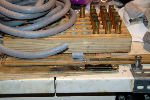 Just cut the length you need.  For this load I am cutting one inch lengths of backer rod.