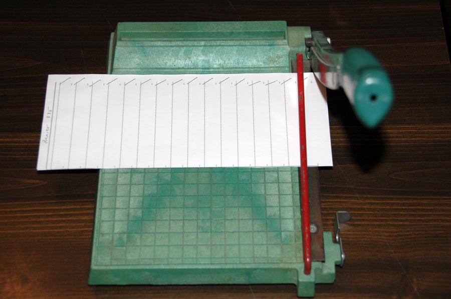 Cutting the strips from the half-sheet.